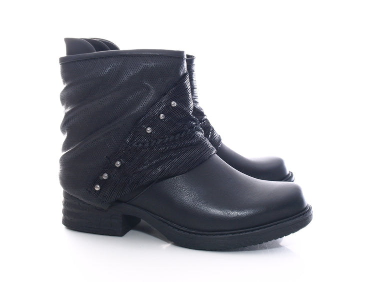 Women's ankle boots biker boots outdoor winter boots warm lined black # 3127