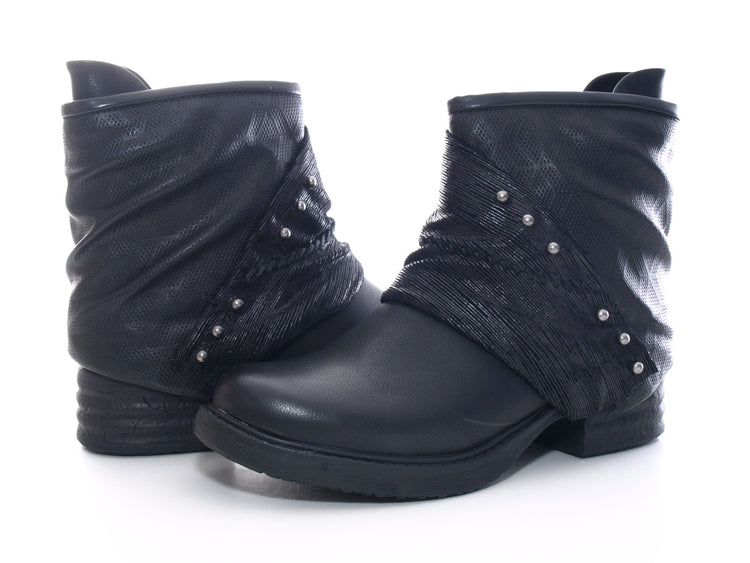 Women's ankle boots biker boots outdoor winter boots warm lined black # 3127