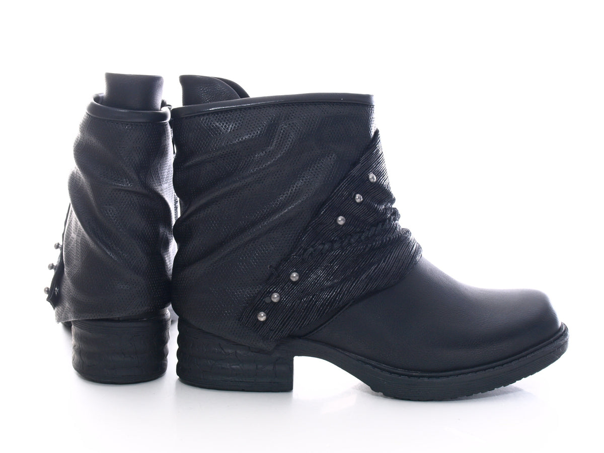 Women's ankle boots biker boots outdoor winter boots warm lined black # 3127