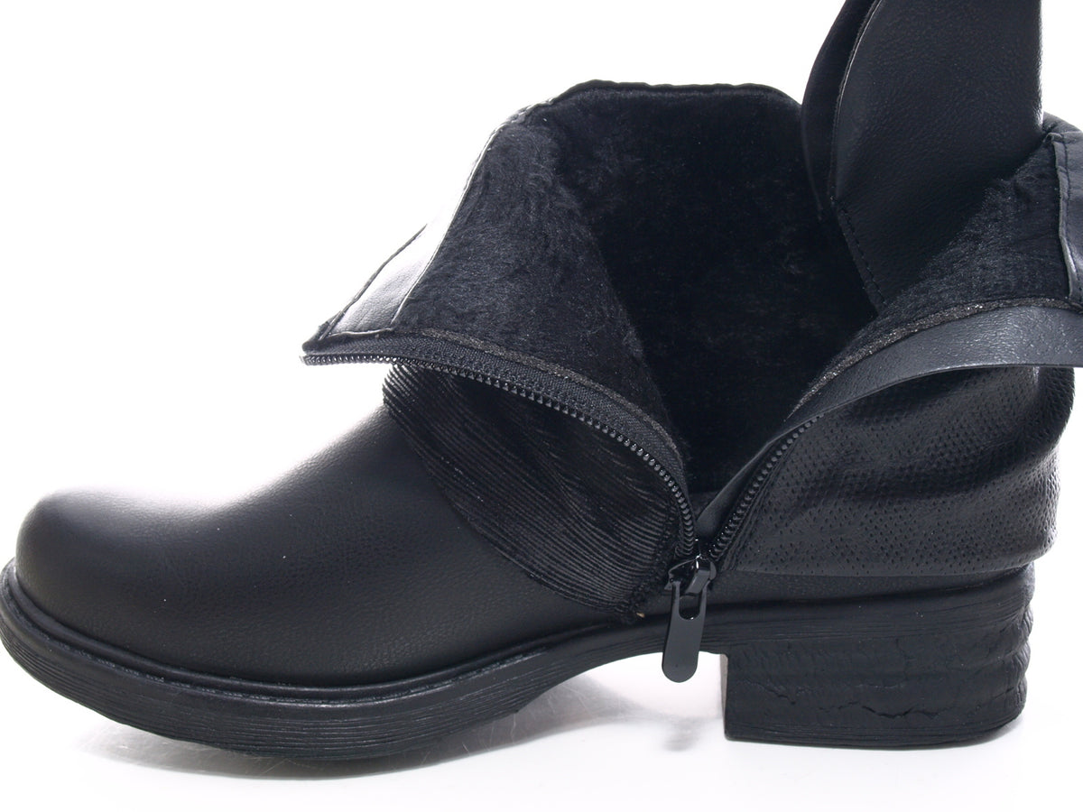 Women's ankle boots biker boots outdoor winter boots warm lined black # 3127