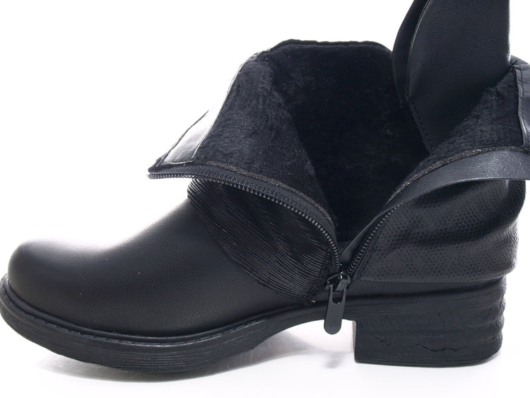 Women's ankle boots biker boots outdoor winter boots warm lined black # 3127