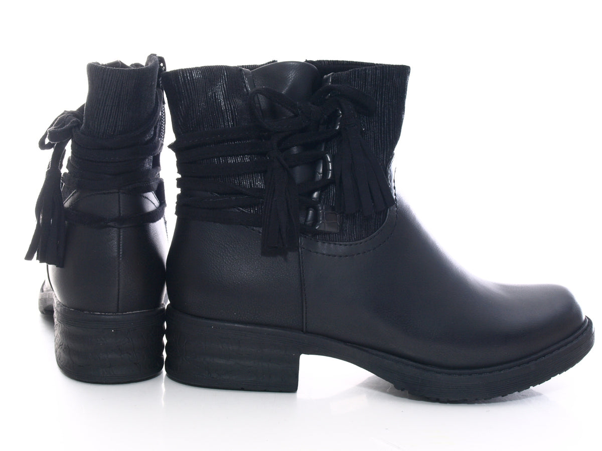 Women's Ankle Boots Biker Boots Outdoor Winter Boots warm lined Black # 3136