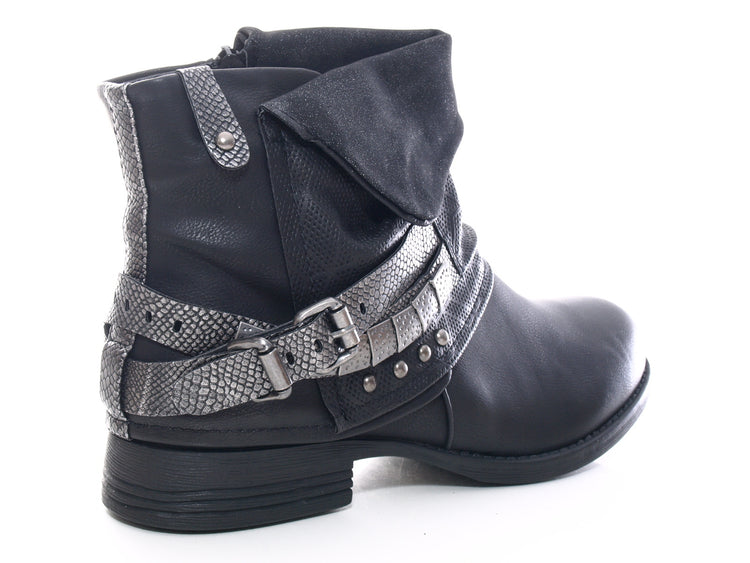 Bottines biker femme, bottes d'extérieur hiver, doublure chaude, noir # 3095