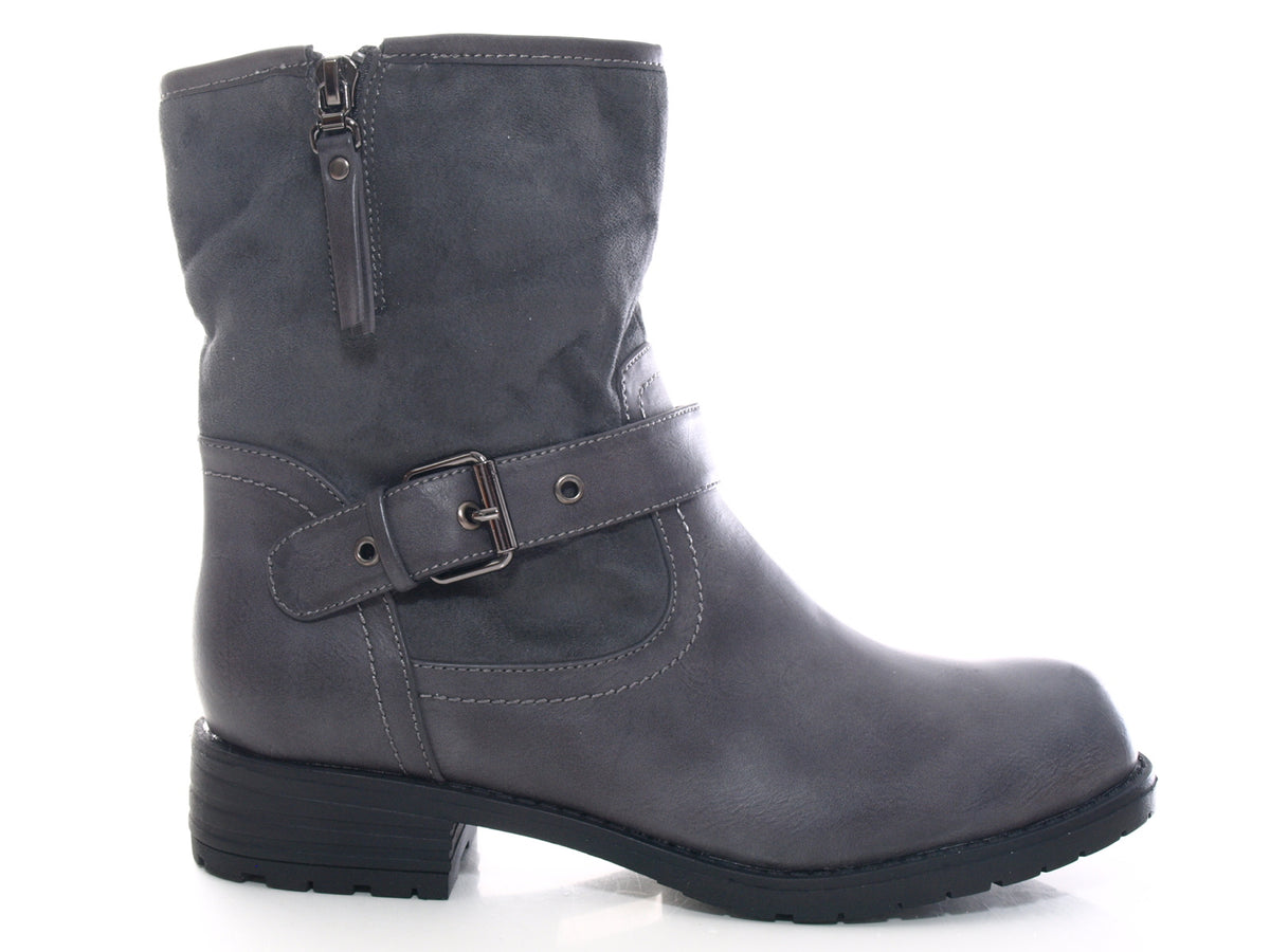 Women's ankle boots biker boots outdoor winter boots warm lined grey # 520