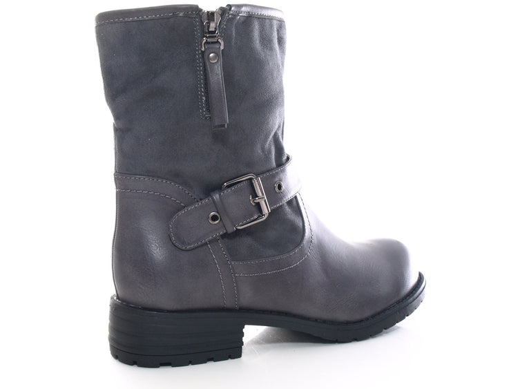 Women's ankle boots biker boots outdoor winter boots warm lined grey # 520