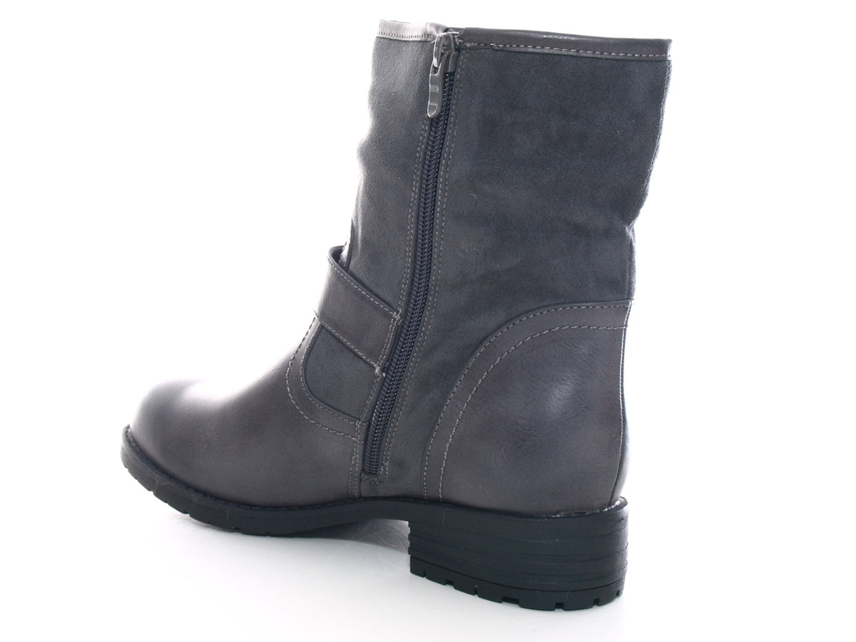 Women's ankle boots biker boots outdoor winter boots warm lined grey # 520