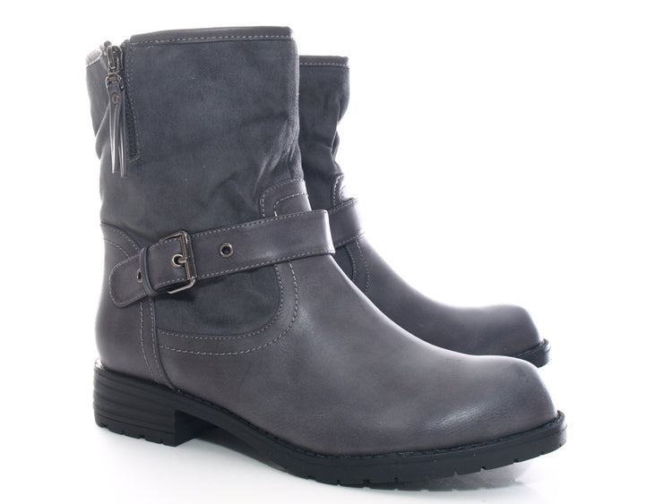 Women's ankle boots biker boots outdoor winter boots warm lined grey # 520