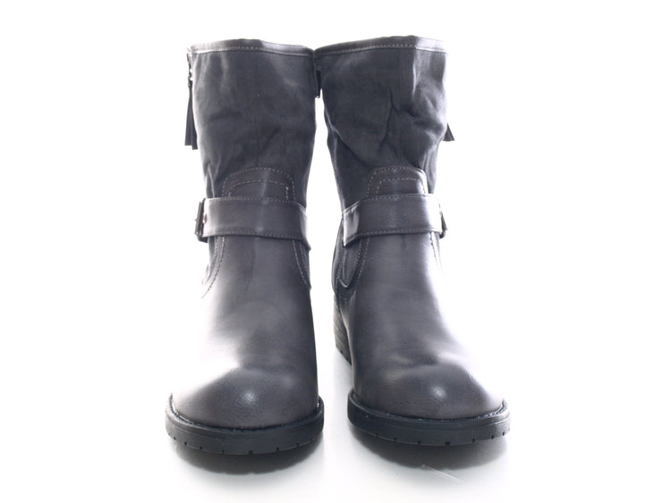 Women's ankle boots biker boots outdoor winter boots warm lined grey # 520