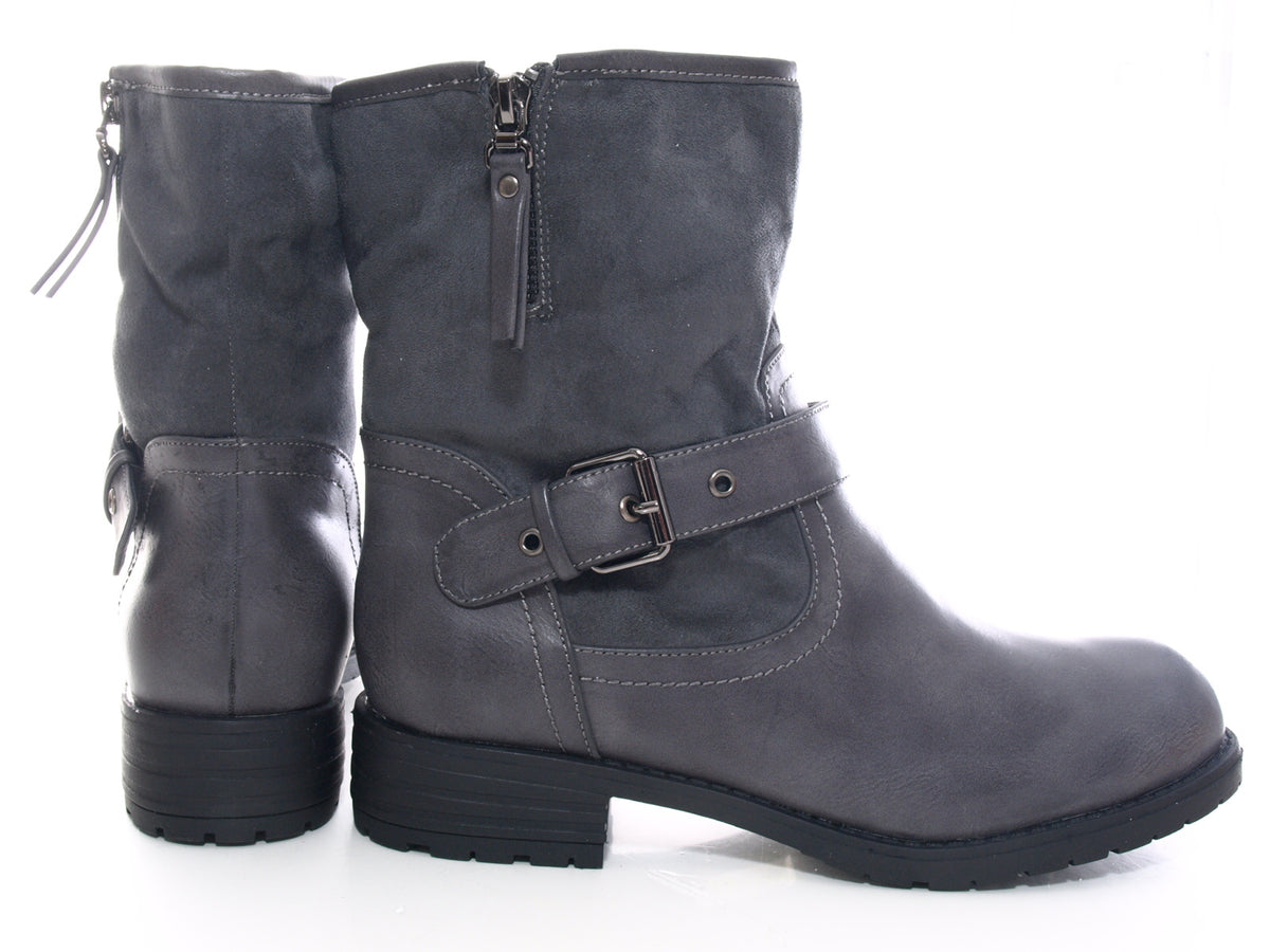 Women's ankle boots biker boots outdoor winter boots warm lined grey # 520