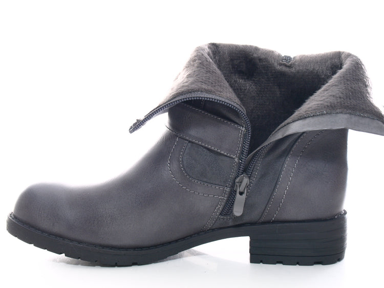 Women's ankle boots biker boots outdoor winter boots warm lined grey # 520