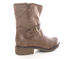 Damen Stiefeletten Biker Boots Outdoor Winterboots warm gefüttert Khaki # 520