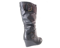 Damen Keilabsatz Stiefel Black # 016